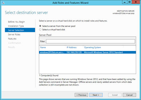 Windows 2012 Server Selection